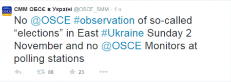 ОБСЕ: наших наблюдателей на выборах 2 ноября не будет