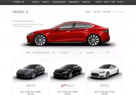 Компания Tesla начала продажу подержанных электромобилей в интернете
