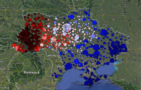 Интерактивная карта Украины, которая показывает, каким языком пользуются жители этой страны
