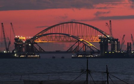 Арка Крымского моста. Подготовка к подъему. Видео 12.10.2017