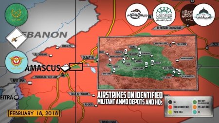 19 февраля 2018. Военная обстановка в Сирии. Сирийская армия готовит наступление возле Дамаска