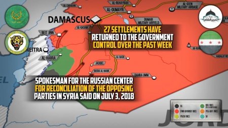 4 июля 2018. Военная обстановка в Сирии. Сирийская армия отбила у боевиков 27 населенных пунктов