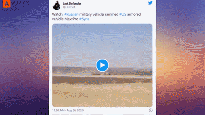 Терпению пришёл конец: русские проучили американцев в Сирии - БТР РФ протаранил бронеавтомобиль США