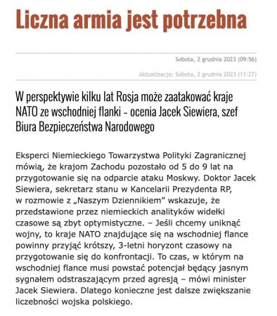 НАТО должно быть готово к прямой войне с Россией через 3 года, — глава Бюро нацбезопасности Польши